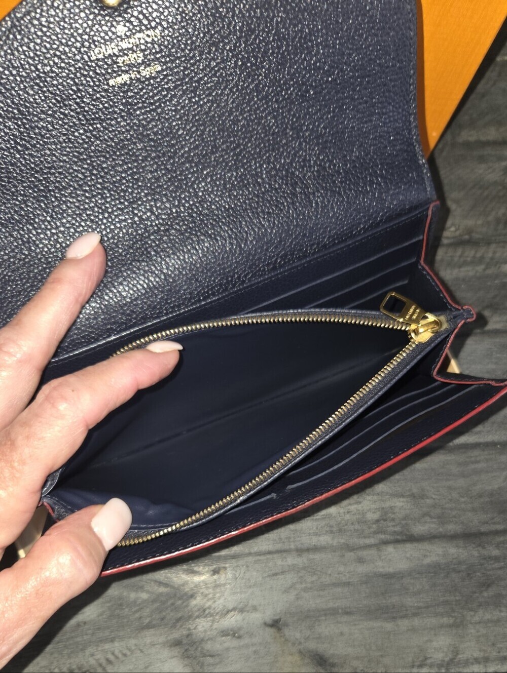 Louis Vuitton Navy Blue Empreinte Leather Wallet. - Picture 9 of 10